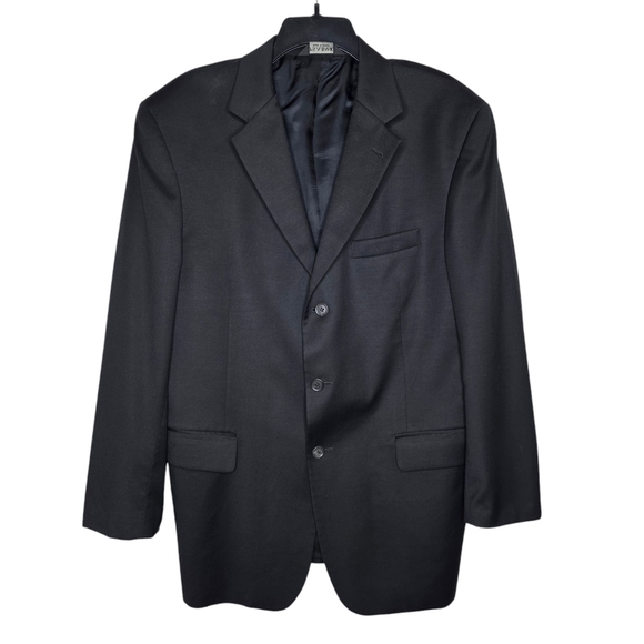 Jos A Bank Mens Black Tailored Suit Jacket Only Size 44R - Picture 1 of 6